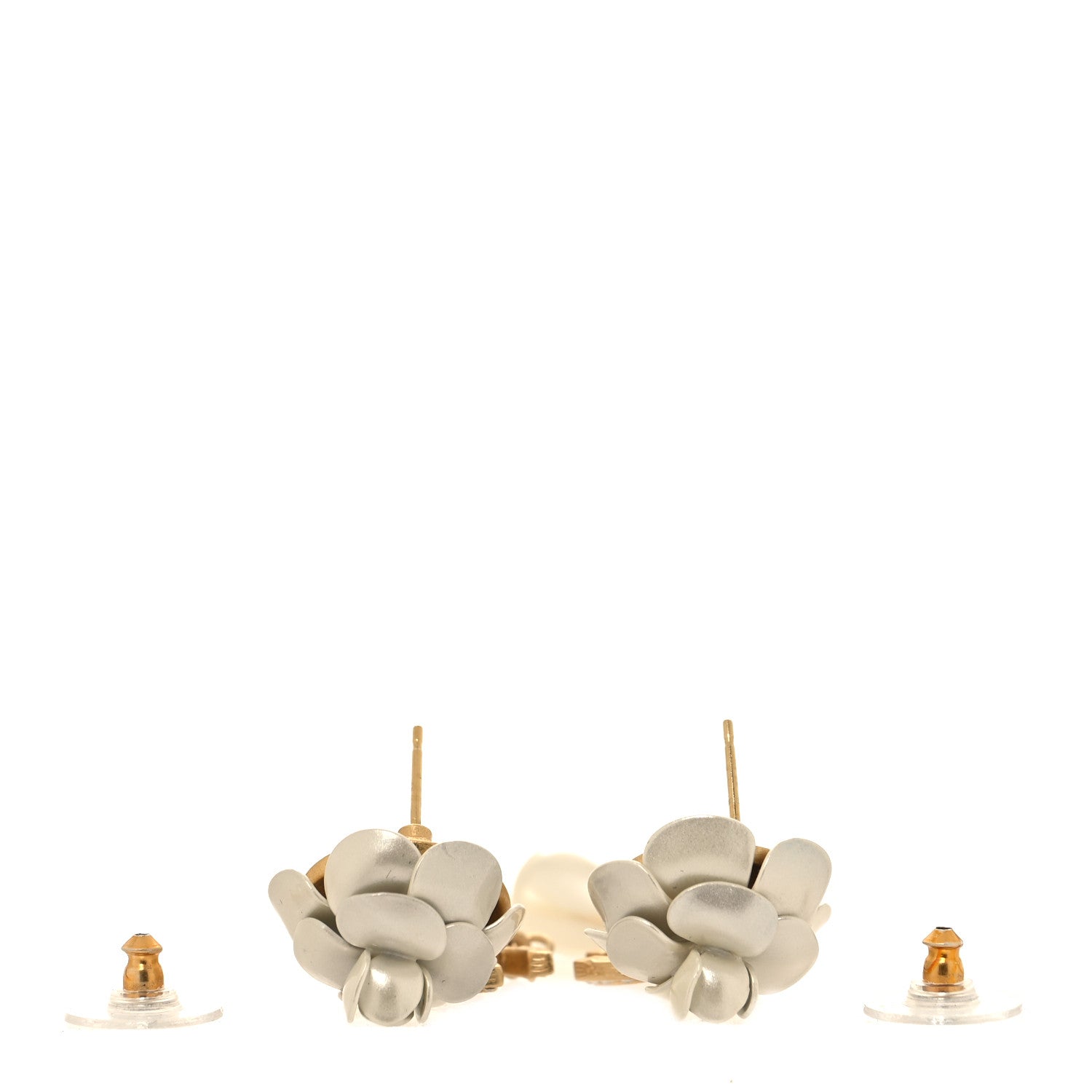 Chanel Metal Crystal Pearl 90s Camellia CC Drop Earrings Gold 3 of 5