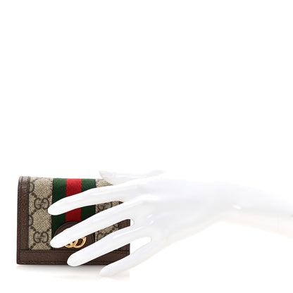Gucci GG Supreme Monogram Textured Dollar Calfskin Web Ophidia Card Case Beige New Acero 2 of 8