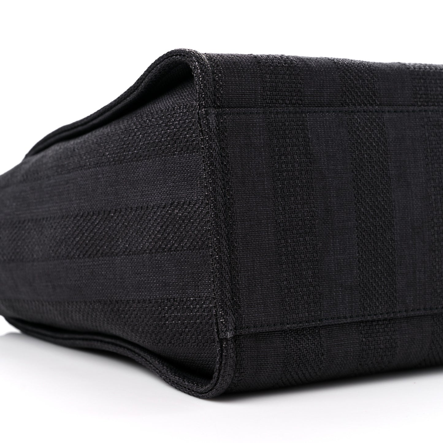 Mixed Fibers Calfskin Striped Medium Deauville Tote Black
