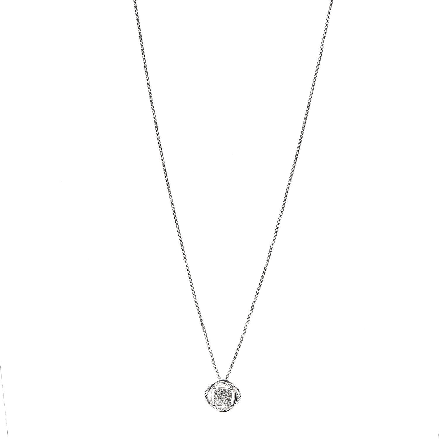David Yurman Sterling Silver Diamond 7mm Infinity Pendant Necklace 1 of 4
