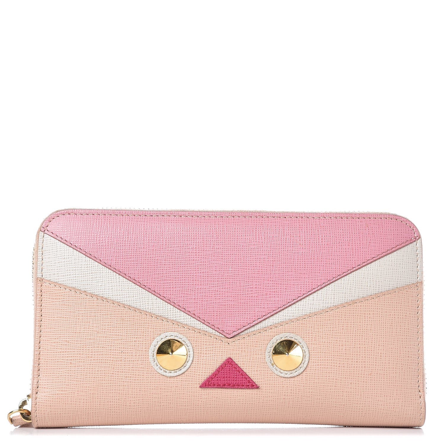 Fendi Vitello Elite QuTweet Studded Zip Around Wallet Pink 1 of 10