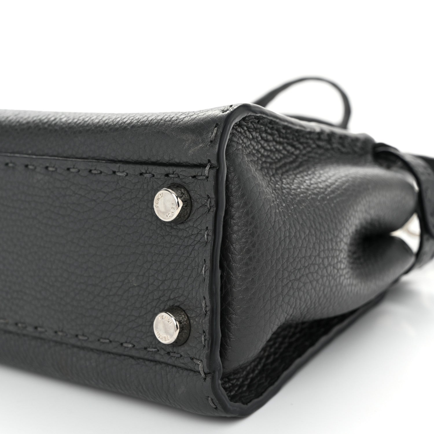 Fendi Cuoio Romano Selleria Bi-Color Mini Peekaboo Iconic Satchel Asfalto Latte 10 of 10