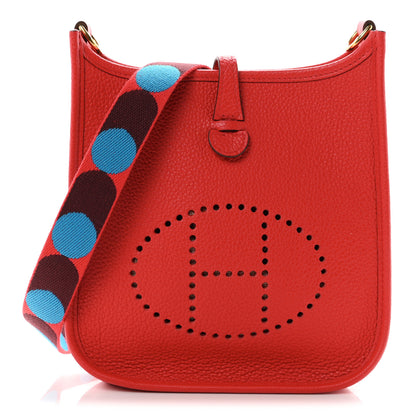 Hermes Taurillon Maurice Flipperball Sangle Evelyne TPM Rouge De Coeur Bleu Frida 1 of 10