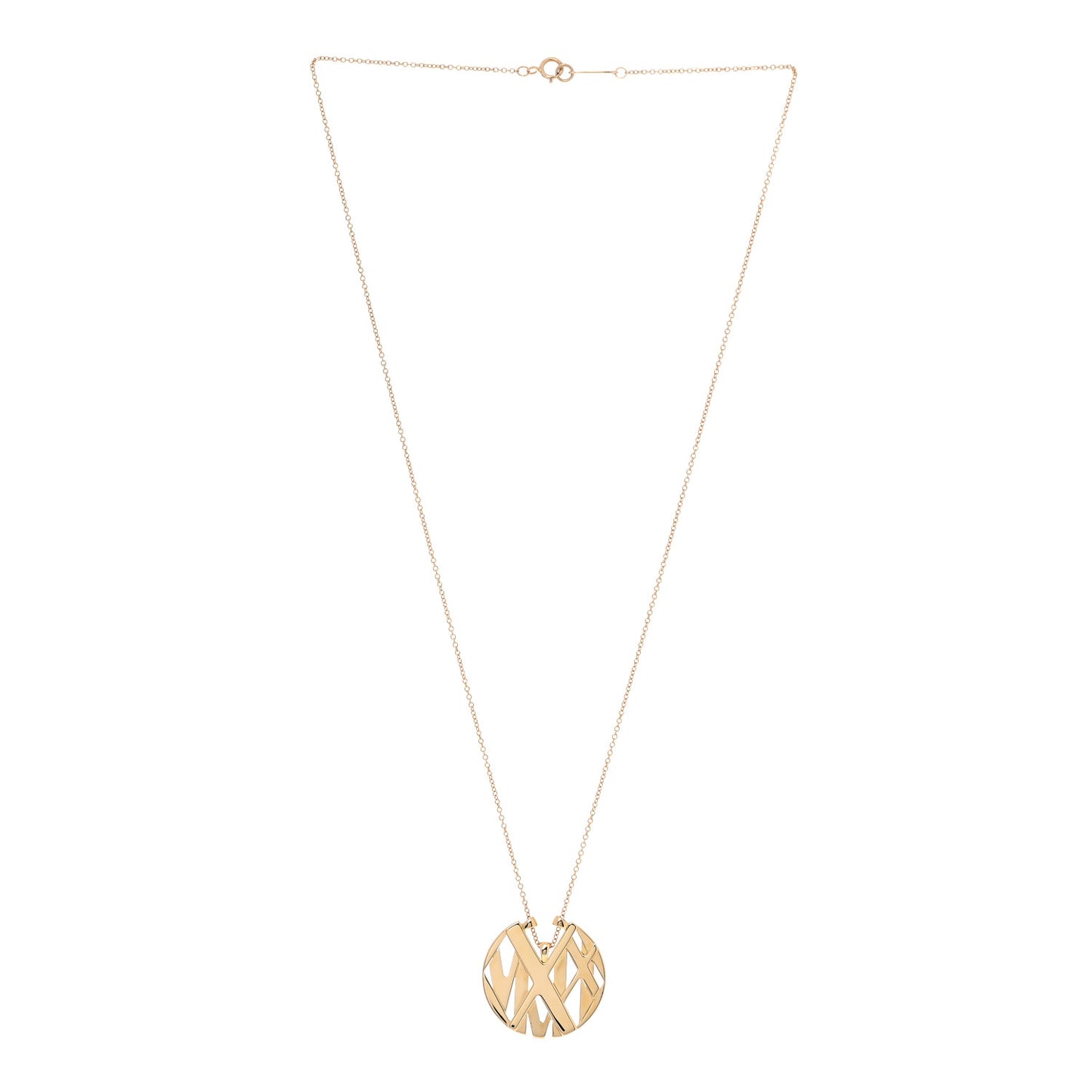 18K Yellow Gold Small Atlas Round Medallion Pendant Necklace