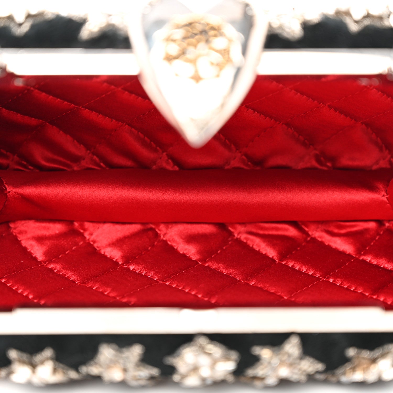 Alexander McQueen Suede Crystal Heart Chain Box Clutch Black 5 of 10