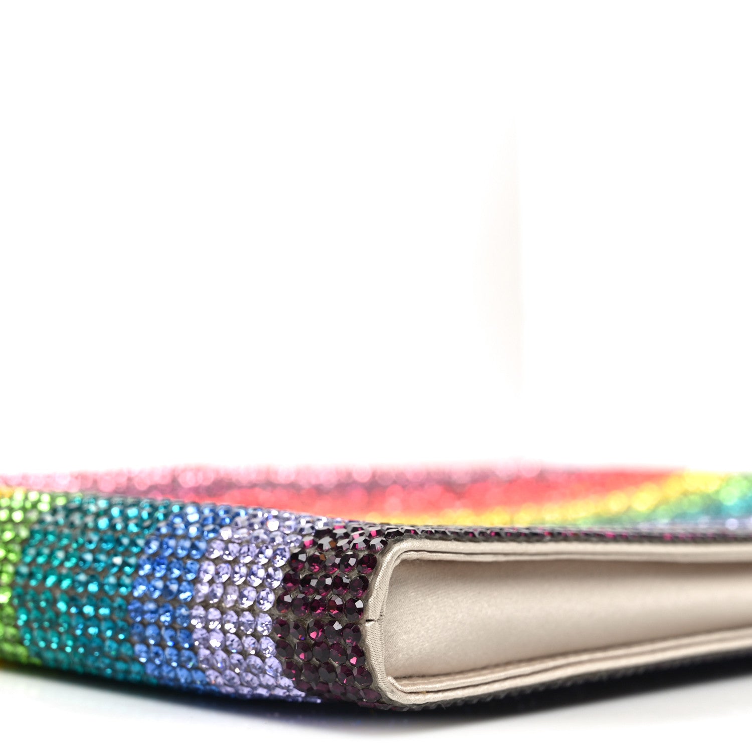 Judith Leiber Satin Swarovski Crystal Rainbow Wristlet Pouch Multicolor 8 of 9
