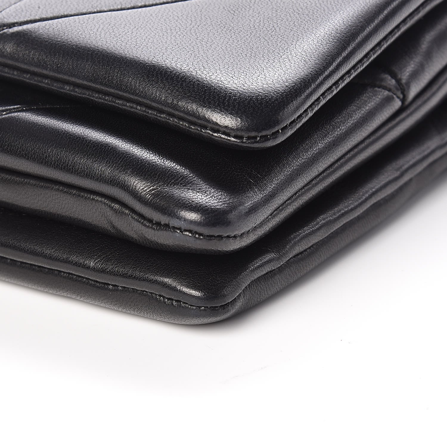 Saint Laurent Lambskin Patchwork Monogram Jamie Chain Wallet Black 10 of 11