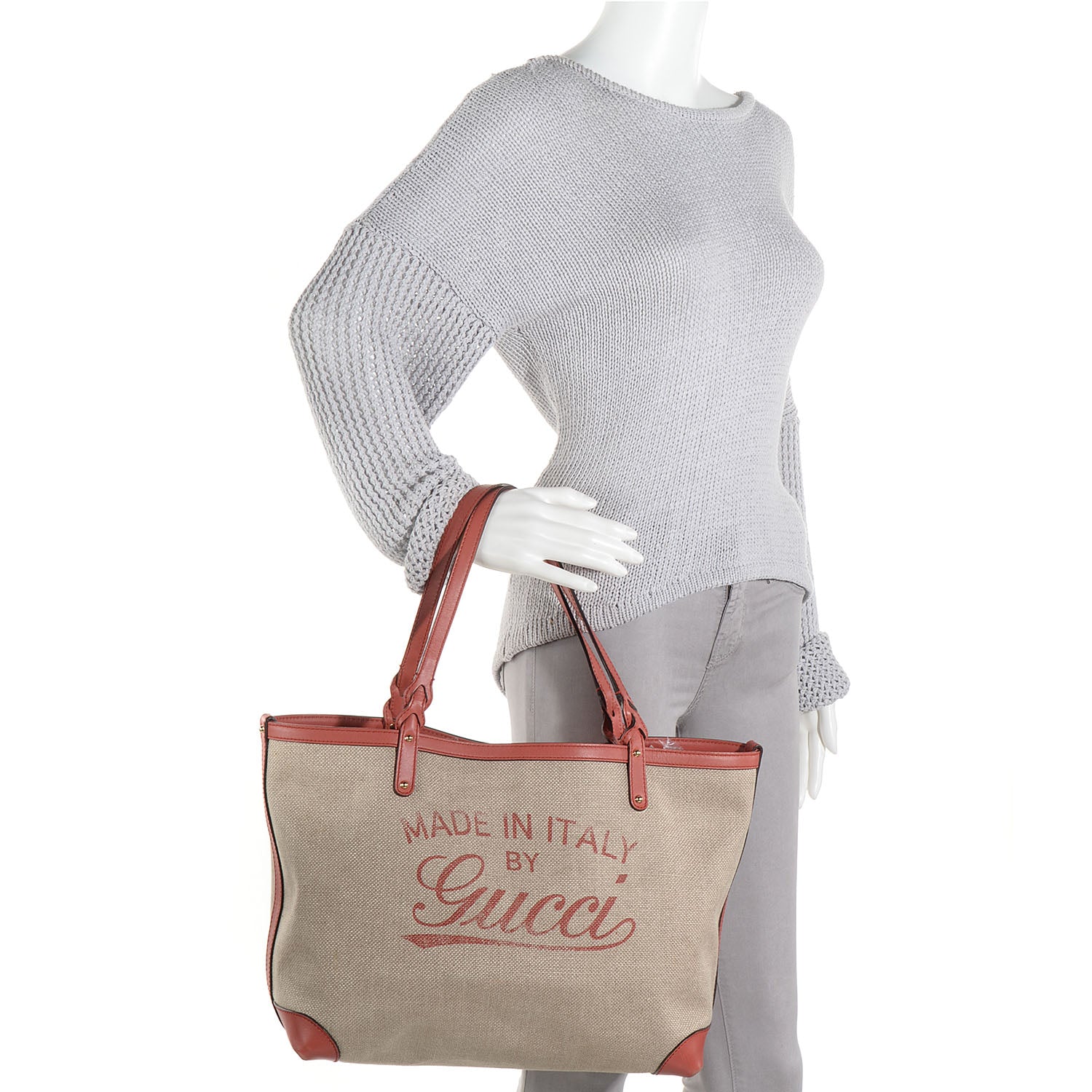 Gucci Linen Canvas Medium Craft Logo Tote 2 of 10