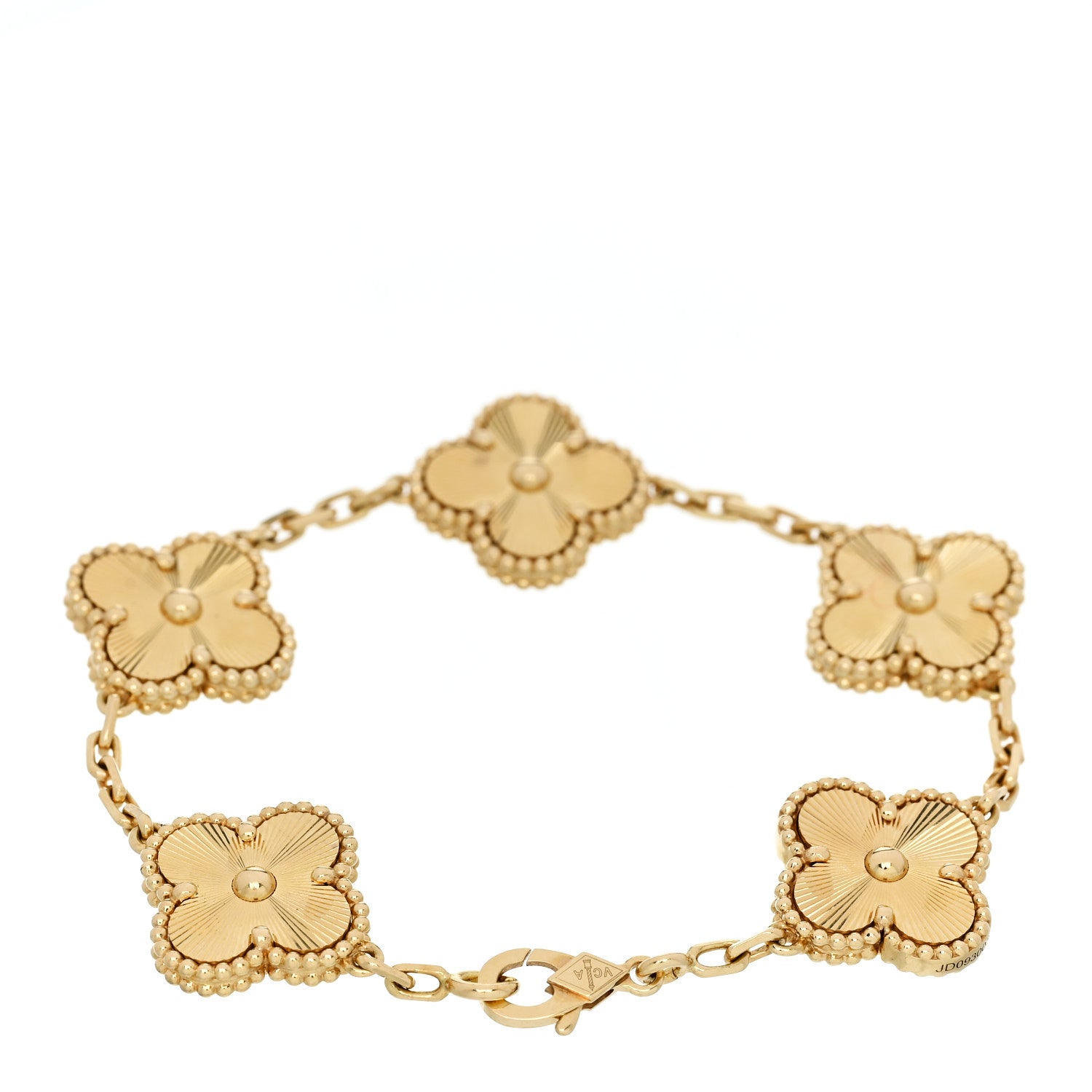 Van Cleef & Arpels 18K Yellow Gold 5 Motifs Guilloche Vintage Alhambra Bracelet 2 of 5