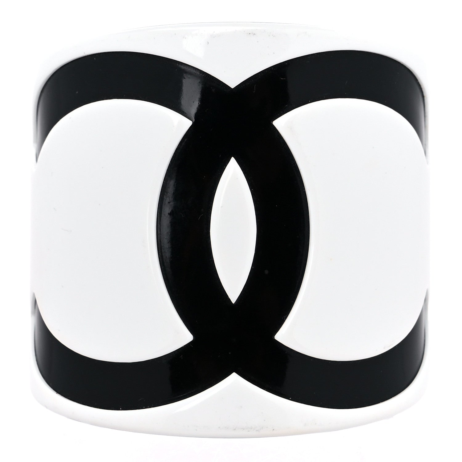 Chanel Resin CC Cuff White Black 1 of 5