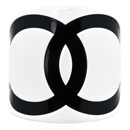 Chanel Resin CC Cuff White Black 1 of 5
