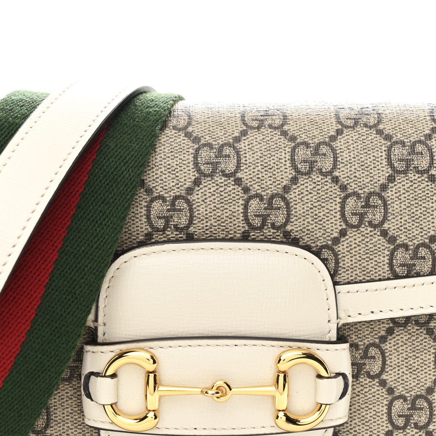 Gucci GG Supreme Monogram Web Mini Horsebit 1955 Shoulder Bag Beige Mystic White 8 of 11