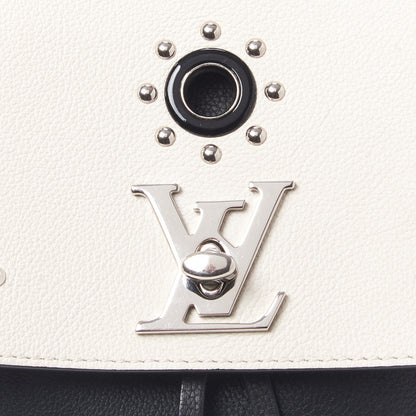 Louis Vuitton Calfskin Mechanical Flowers Lockme Backpack Black White 7 of 8