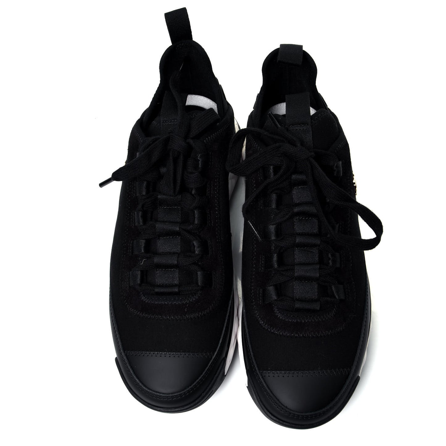 Velvet Calfskin Mixed Fibers CC Sneakers 38 Black