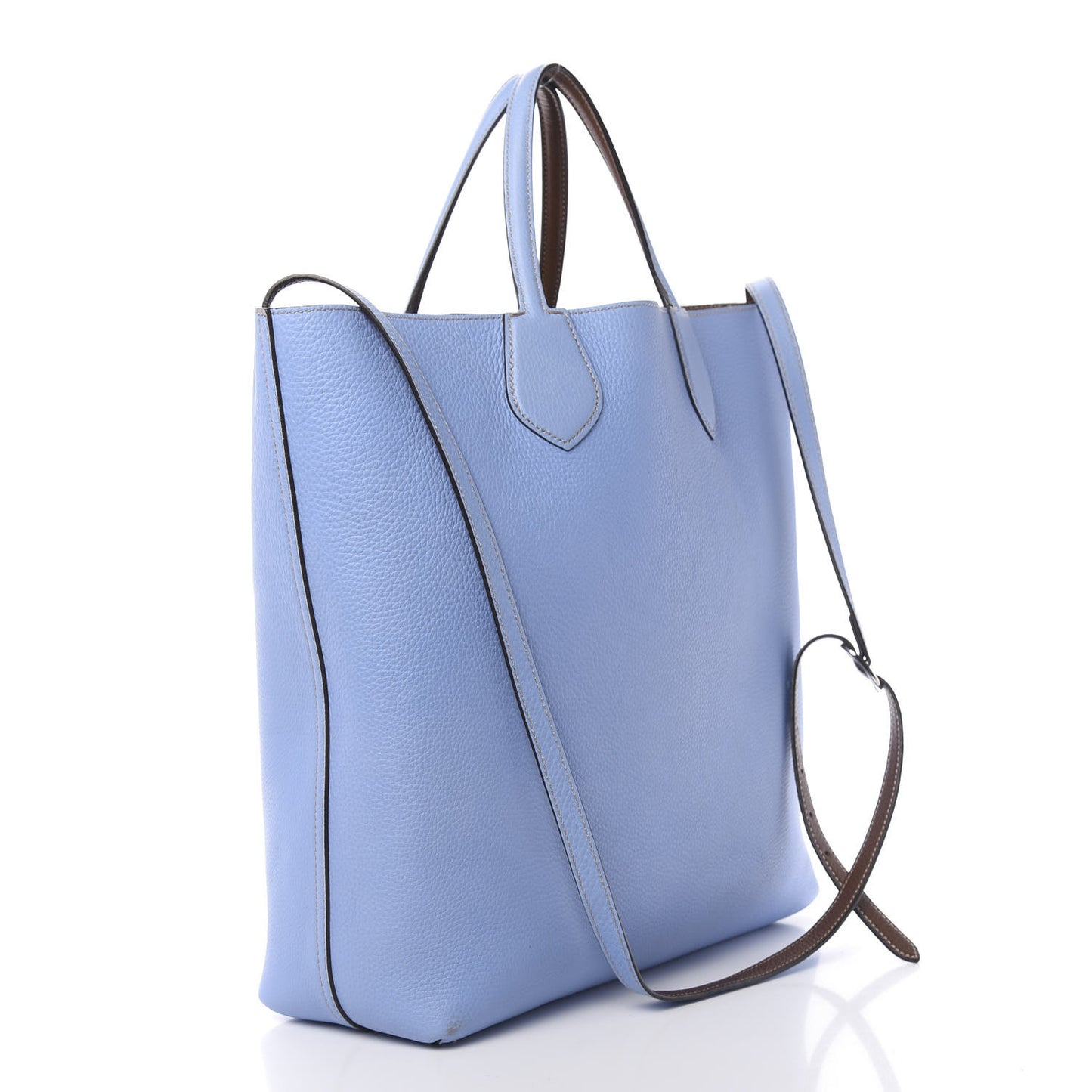 Cellarius Calfskin Bi-Color Medium Ramble Reversible Tote Nut Brown Mineral Blue