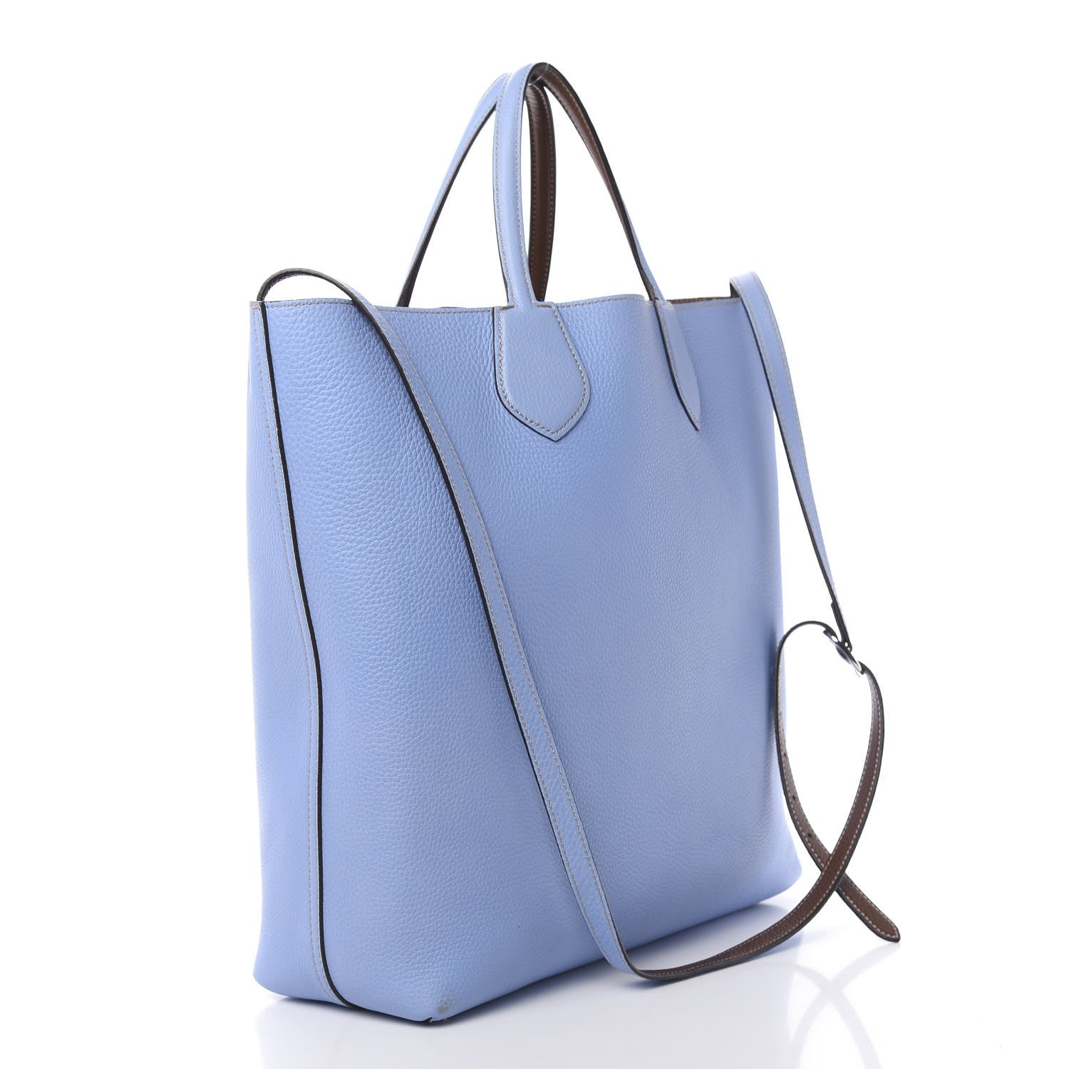 Gucci Cellarius Calfskin Bi-Color Medium Ramble Reversible Tote Nut Brown Mineral Blue 6 of 18