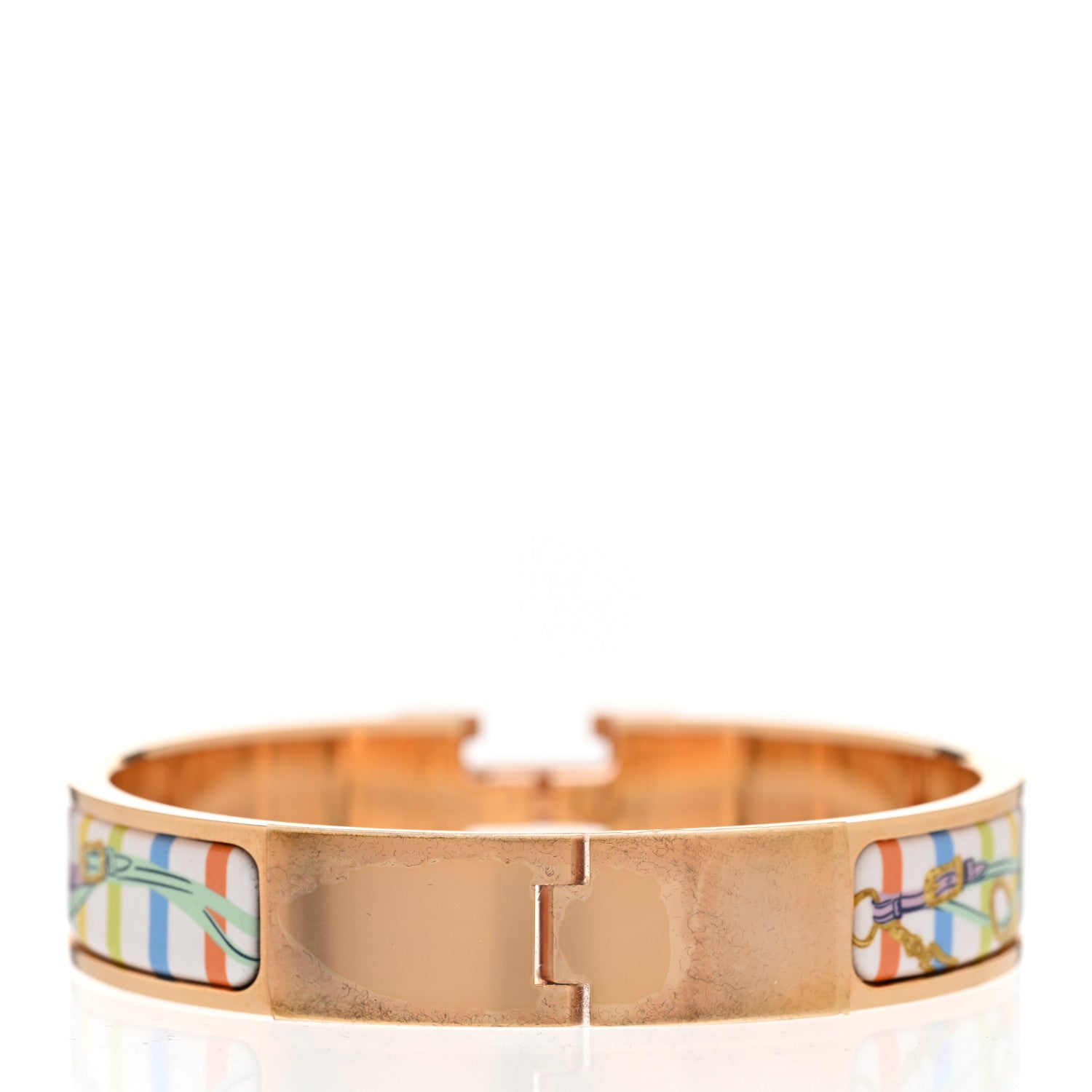 Hermes Enamel Printed Brides de Gala Bayadere Narrow Clic Clac H Bracelet PM Pastel Acidulé 3 of 5