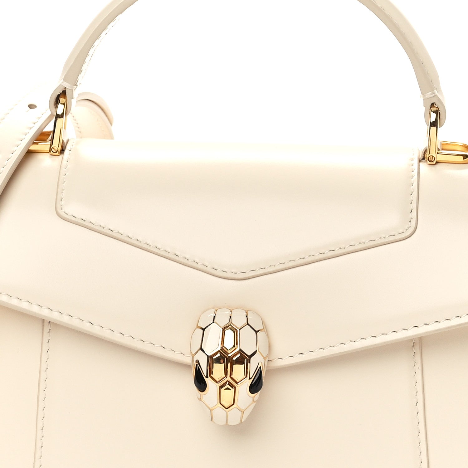 Bulgari Calfskin Serpenti Forever Medium Top Handle Perla 8 of 10