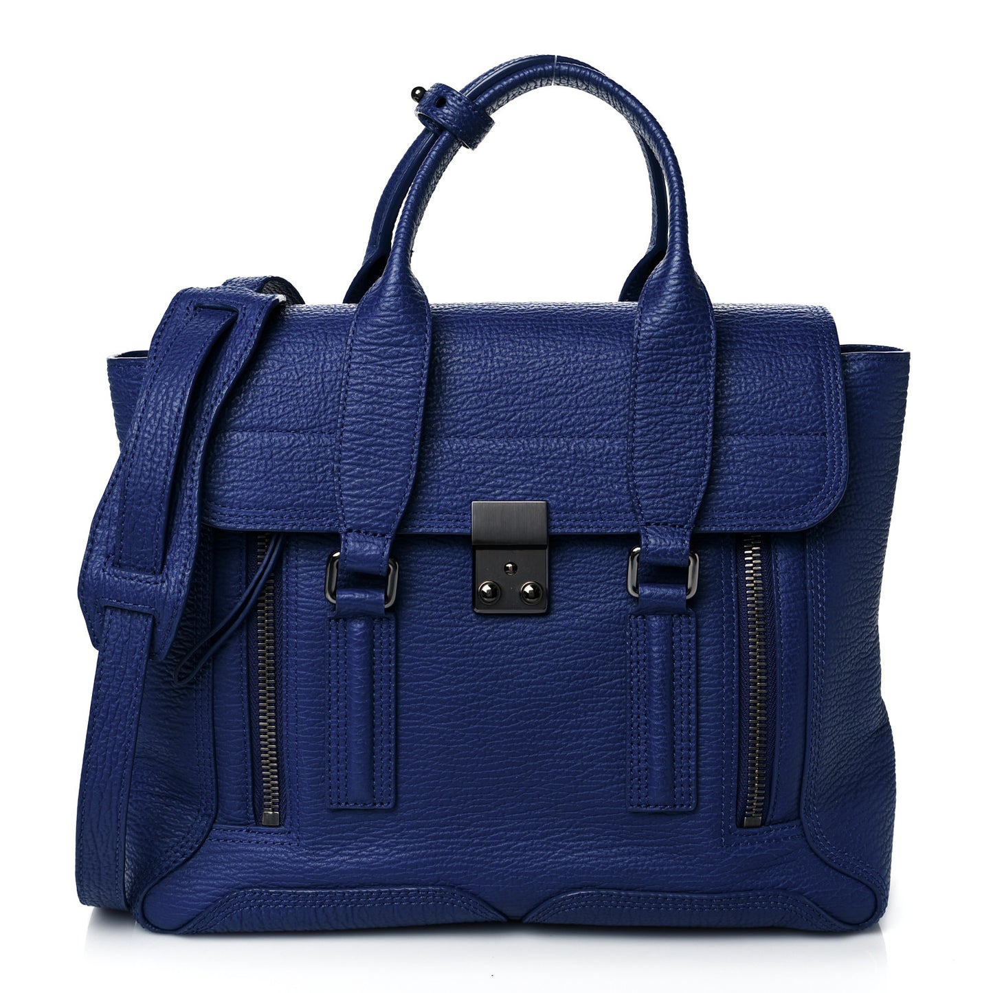 Textured Calfskin Medium Pashli Satchel Cobalt