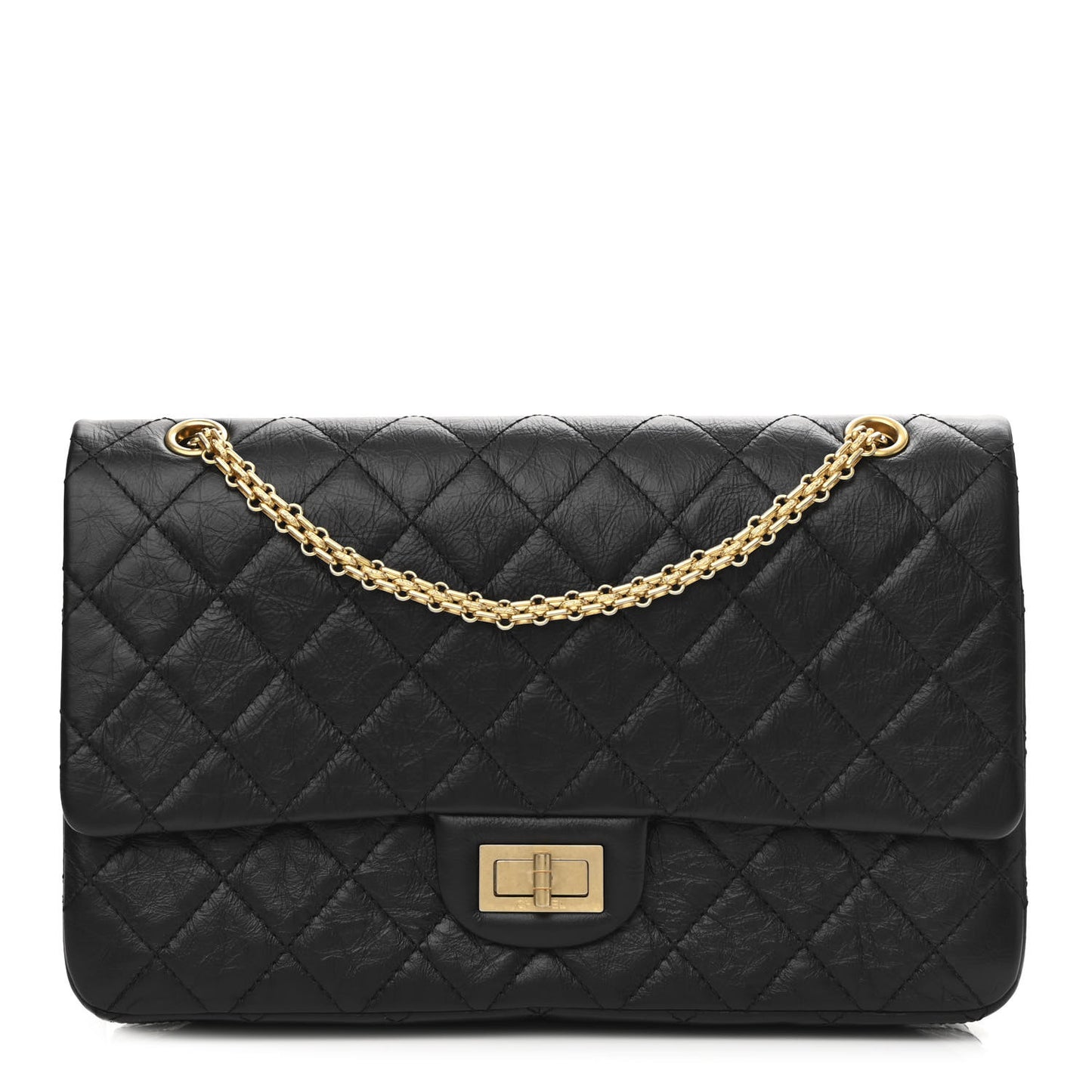 Aged Calfskin Quilted 2.55 Reissue 227 Flap Black