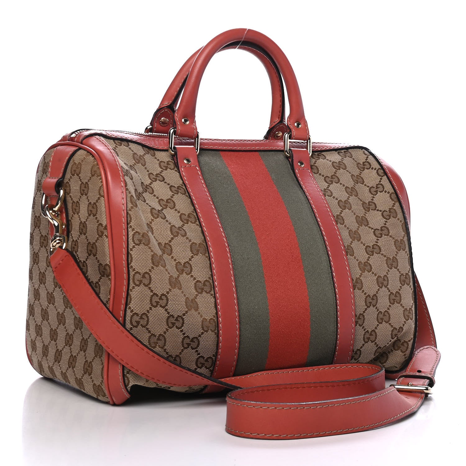 Gucci Monogram Vintage Web Medium Boston Pink 2 of 5