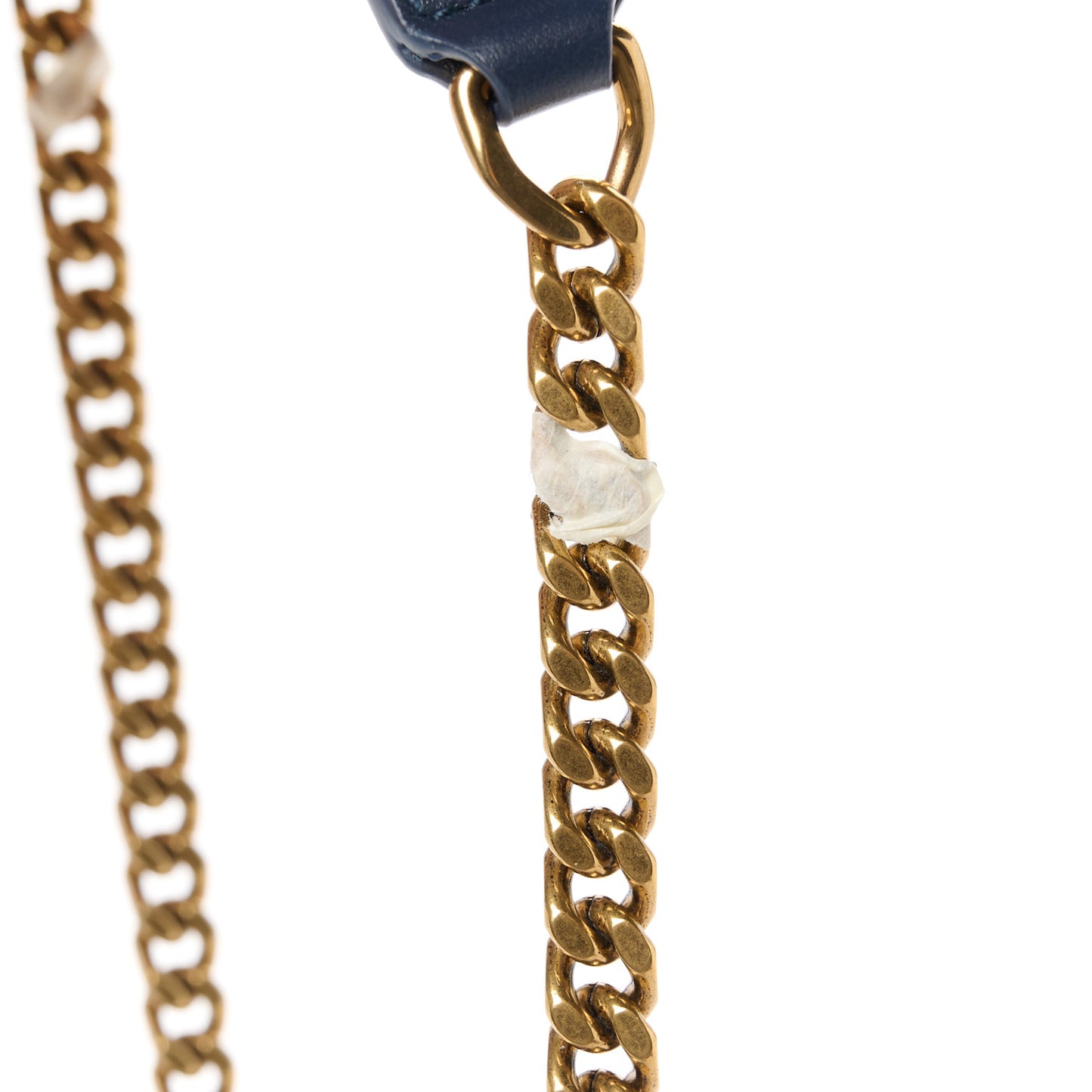 Striped Denim Y Quilted Monogram Small Loulou Chain Satchel Marine Vintage White