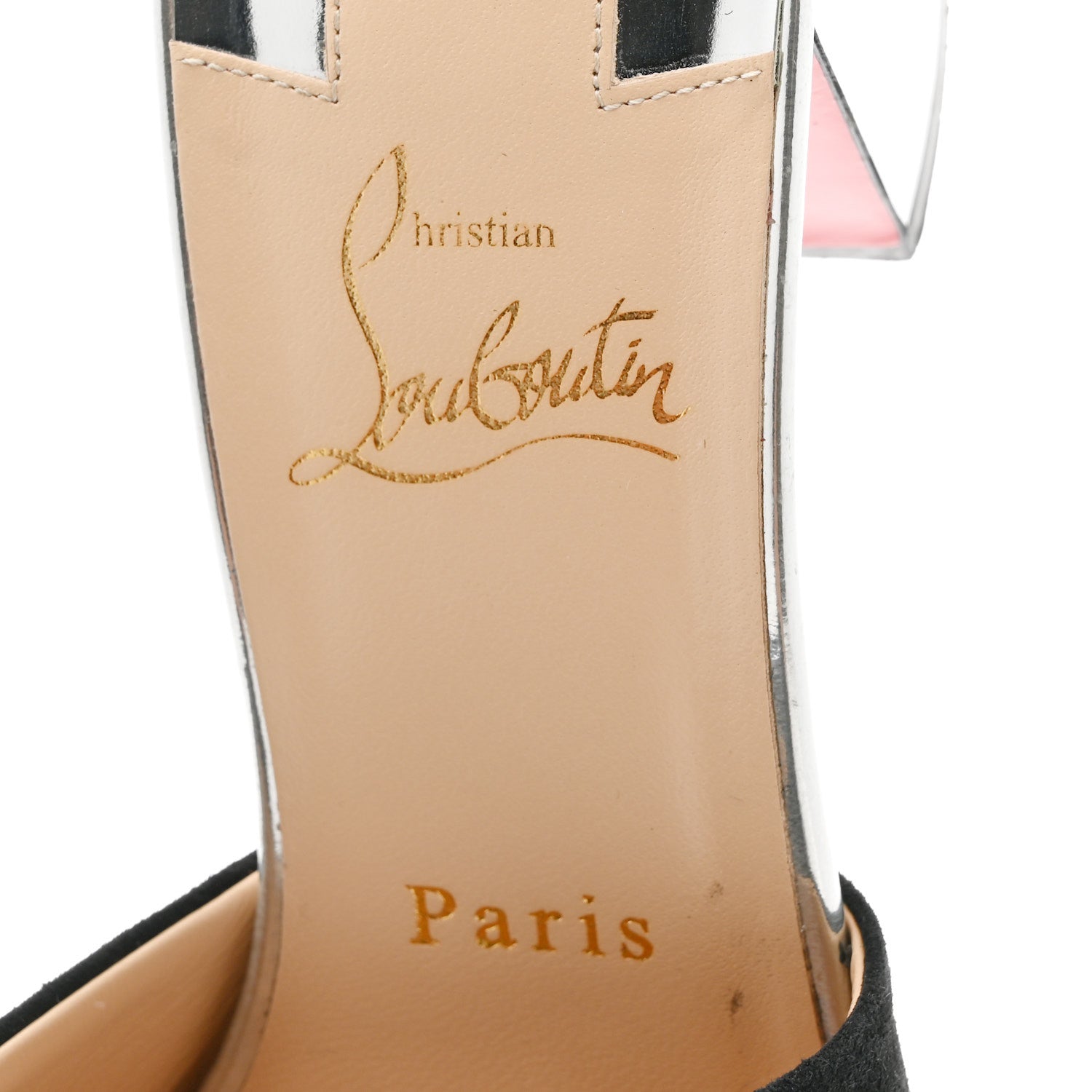 Christian Louboutin Veau Velours Specchio Dear Home 55 Slide Sandals 38 Black Crystal 8 of 11