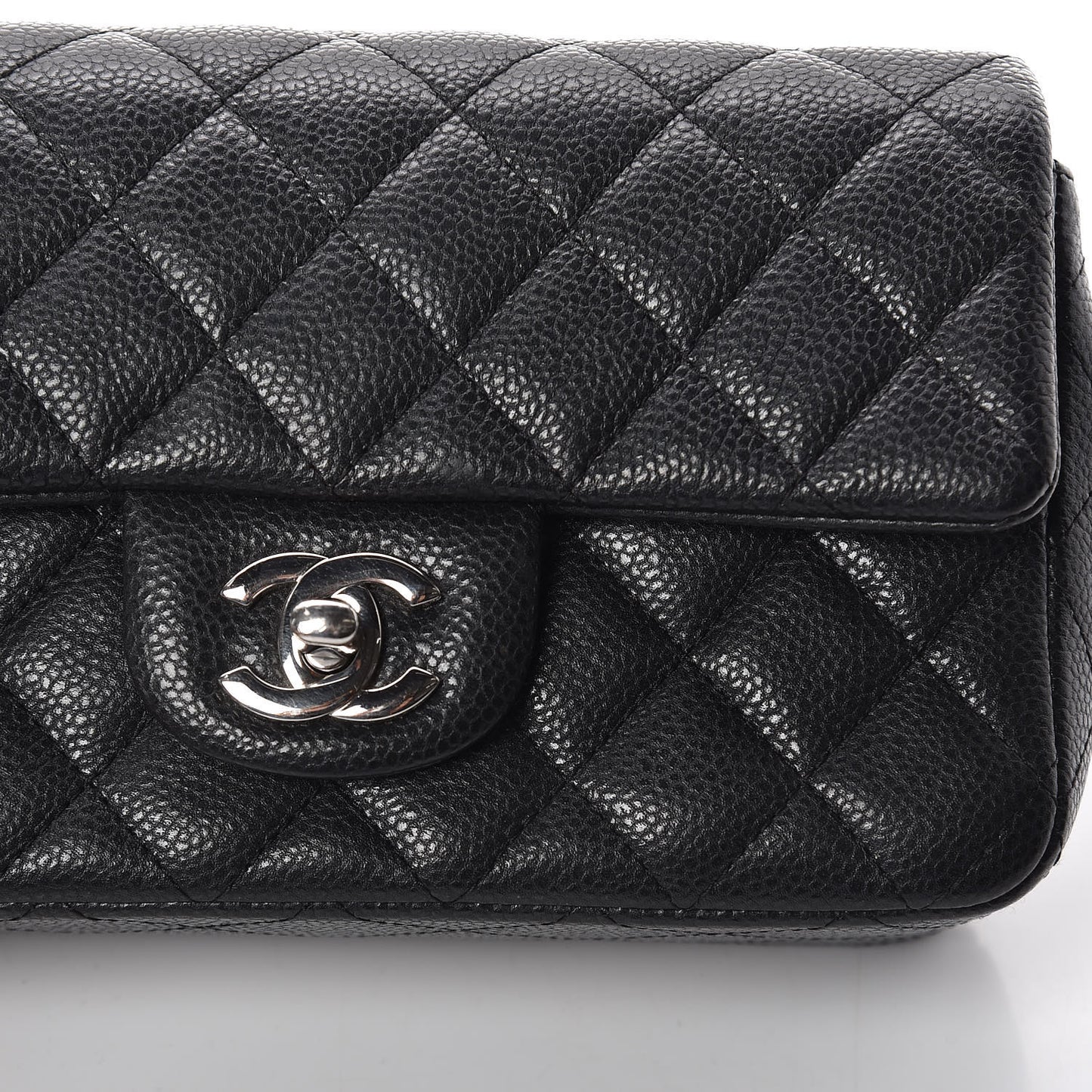 Metallic Caviar Quilted Mini Rectangular Flap Black