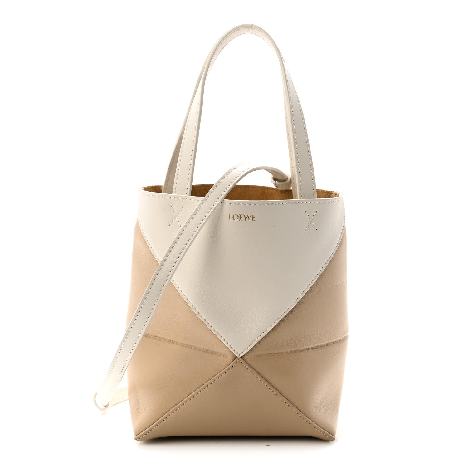 Loewe Shiny Calfskin Mini Puzzle Fold Tote Soft White Paper Craft 1 of 10