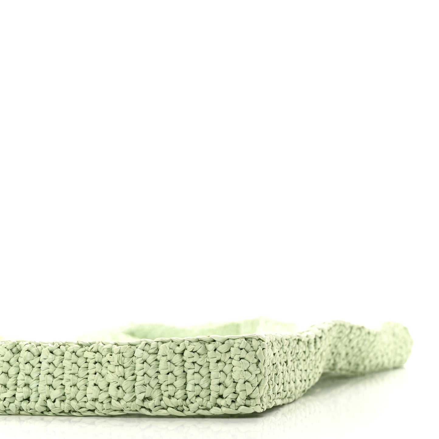 Yarn Raffia Effect Crochet Logo Embroidered Tote Bag Acqua