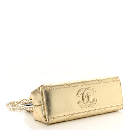 Chanel Metallic Lambskin Quilted Chain Around Kiss Lock Evening Clutch Gold 5 of 15