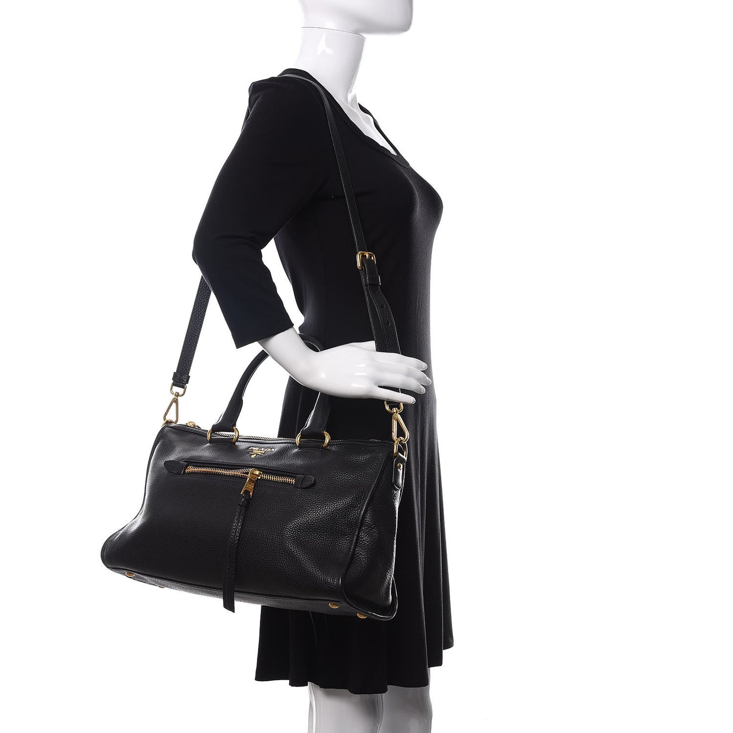 Vitello Daino Shopping Satchel Black