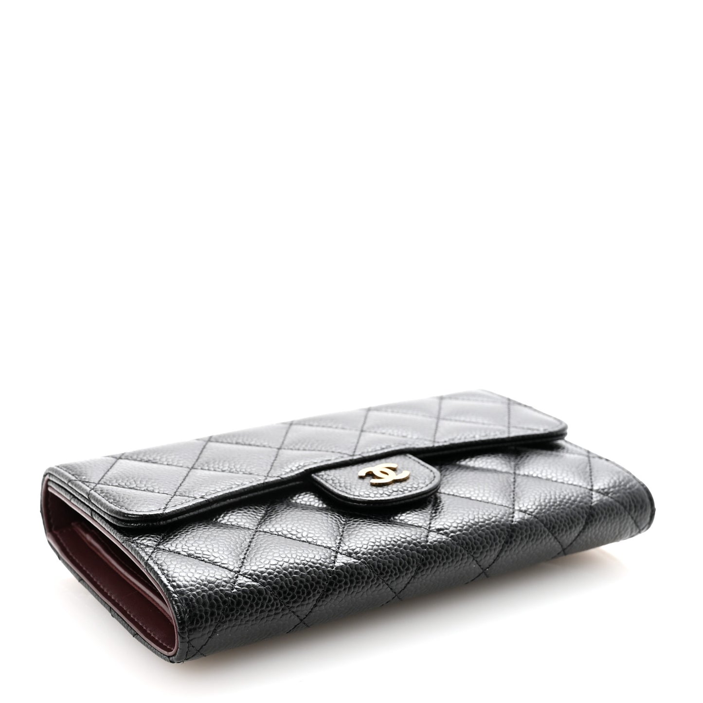 Caviar Quilted Medium Flap Wallet Black