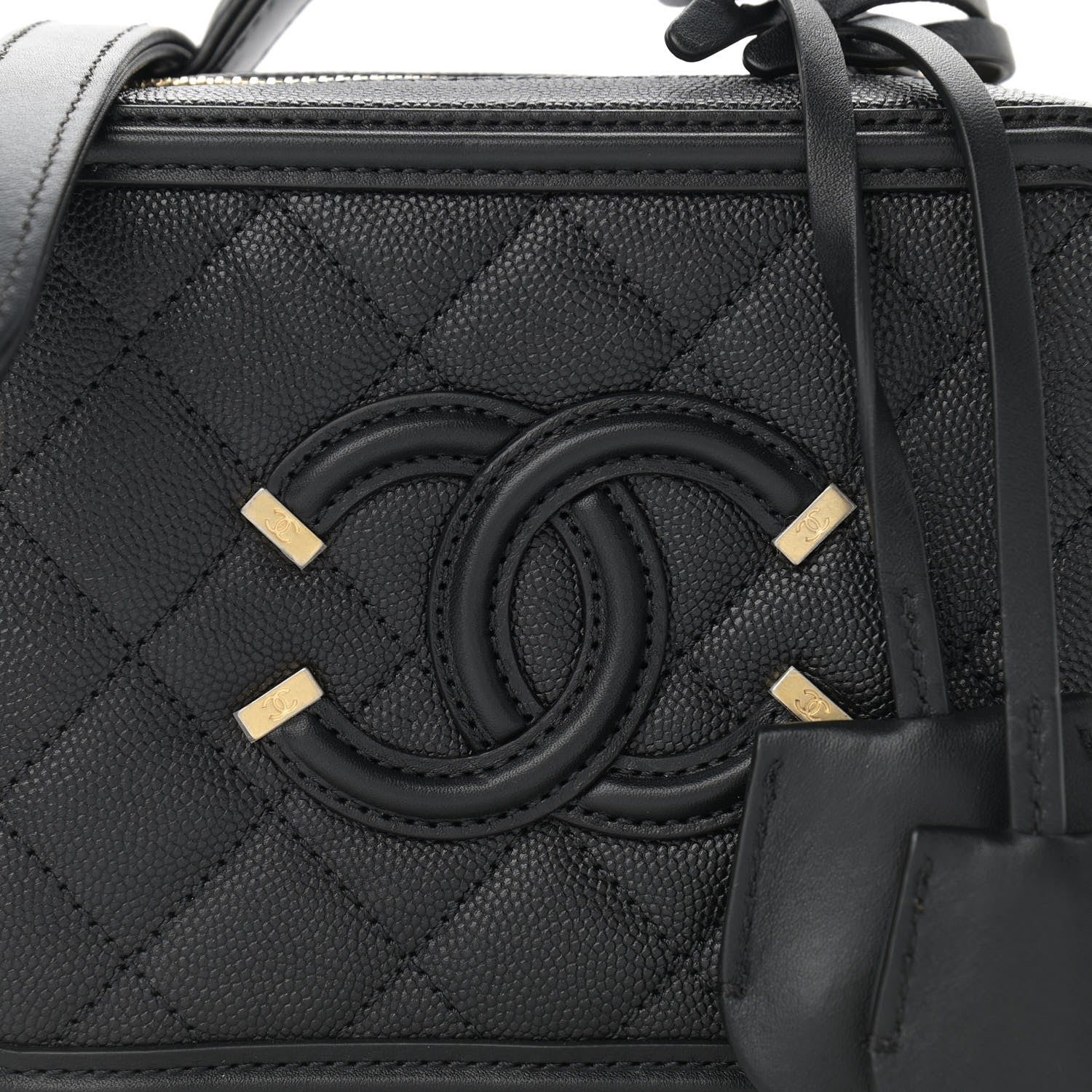 Chanel Caviar Quilted Small CC Filigree Vanity Case Black 8 of 11
