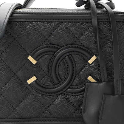 Chanel Caviar Quilted Small CC Filigree Vanity Case Black 8 of 11