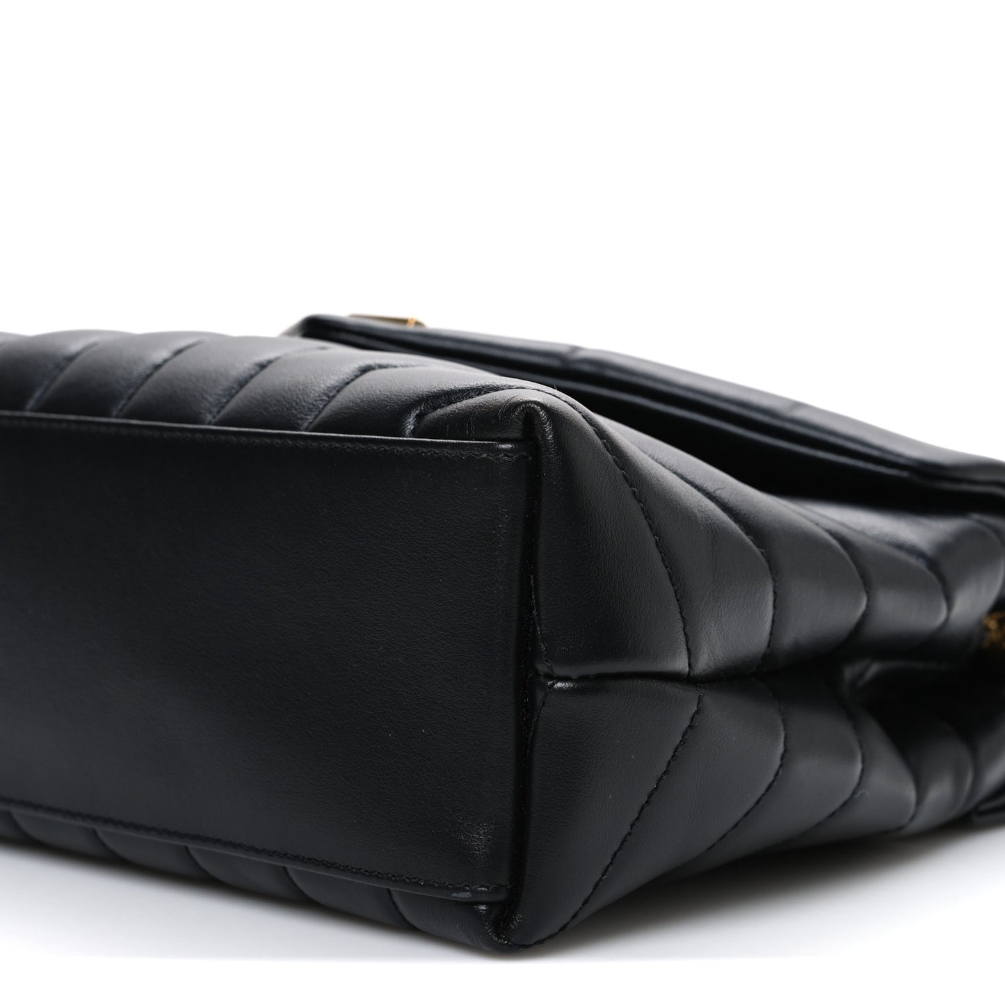 Calfskin Y Quilted Monogram Small Loulou Chain Satchel Black