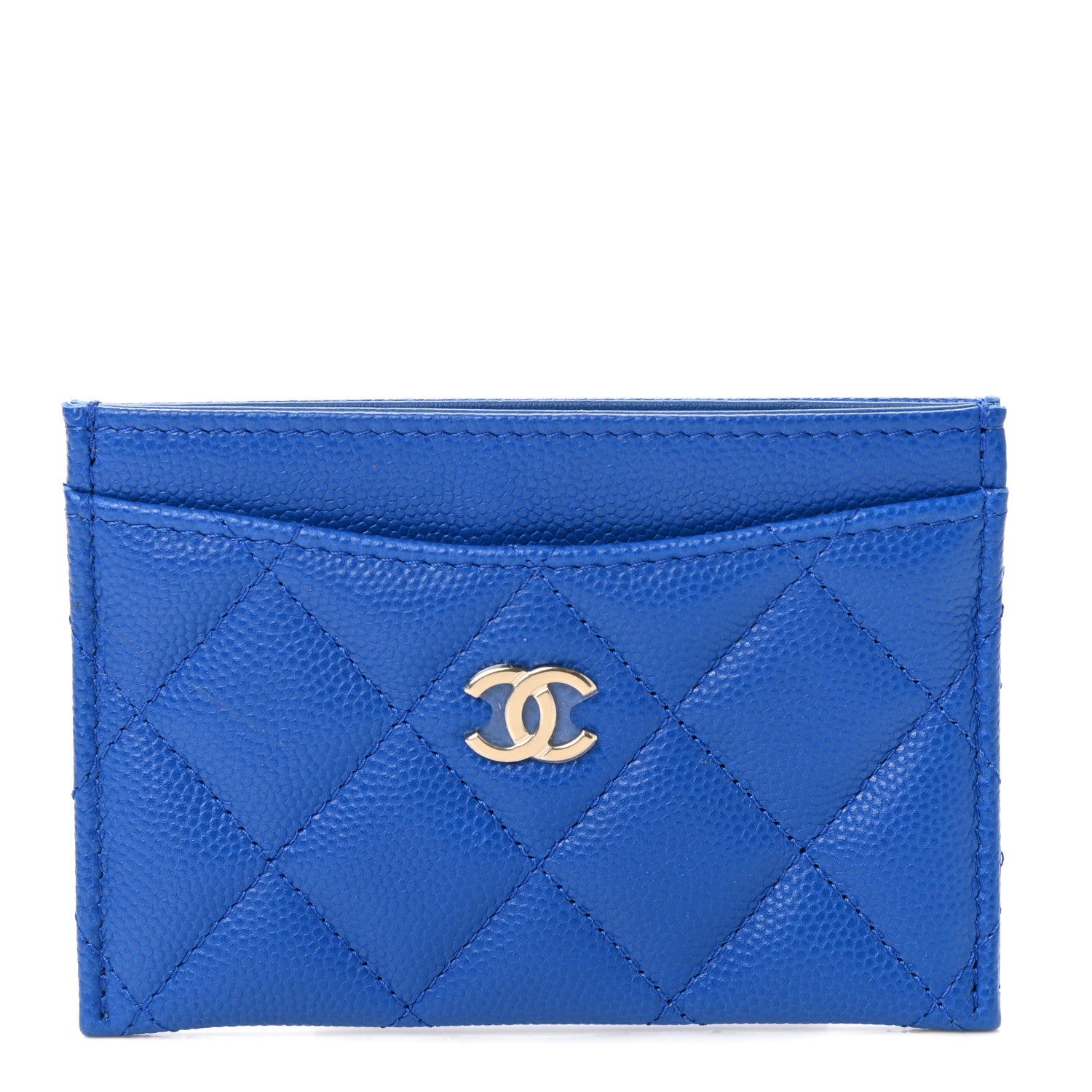 Chanel Caviar Quilted Card Holder Blue 1 of 9
