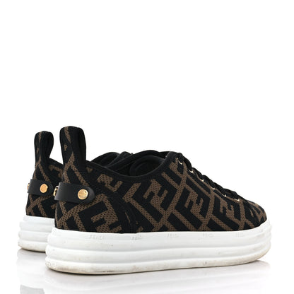 Fendi Fabric FF Micro-Perforated Rise Low Top Sneakers 36.5 Tobacco Black 4 of 14
