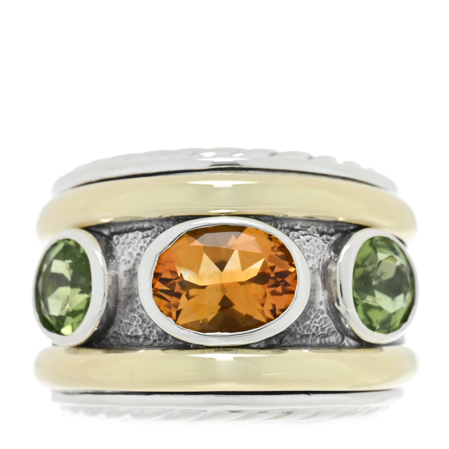 David Yurman Sterling Silver 14K Yellow Gold Citrine Peridot 17mm Renaissance Ring 54 7 1 of 4