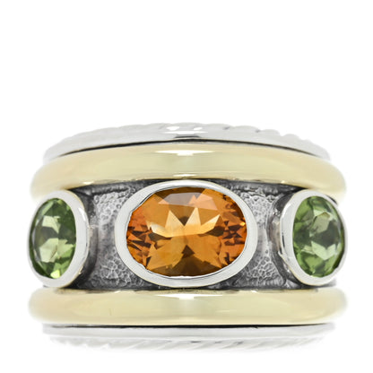 David Yurman Sterling Silver 14K Yellow Gold Citrine Peridot 17mm Renaissance Ring 54 7 1 of 4