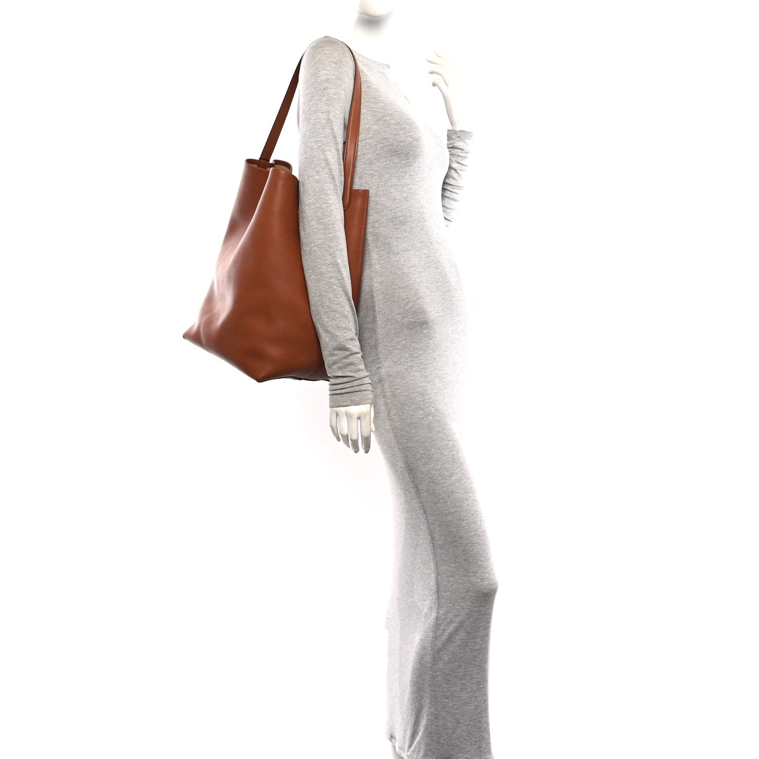 The Row Polished Saddle Calfskin Large N/S Park Tote Dark Cuir 2 of 9