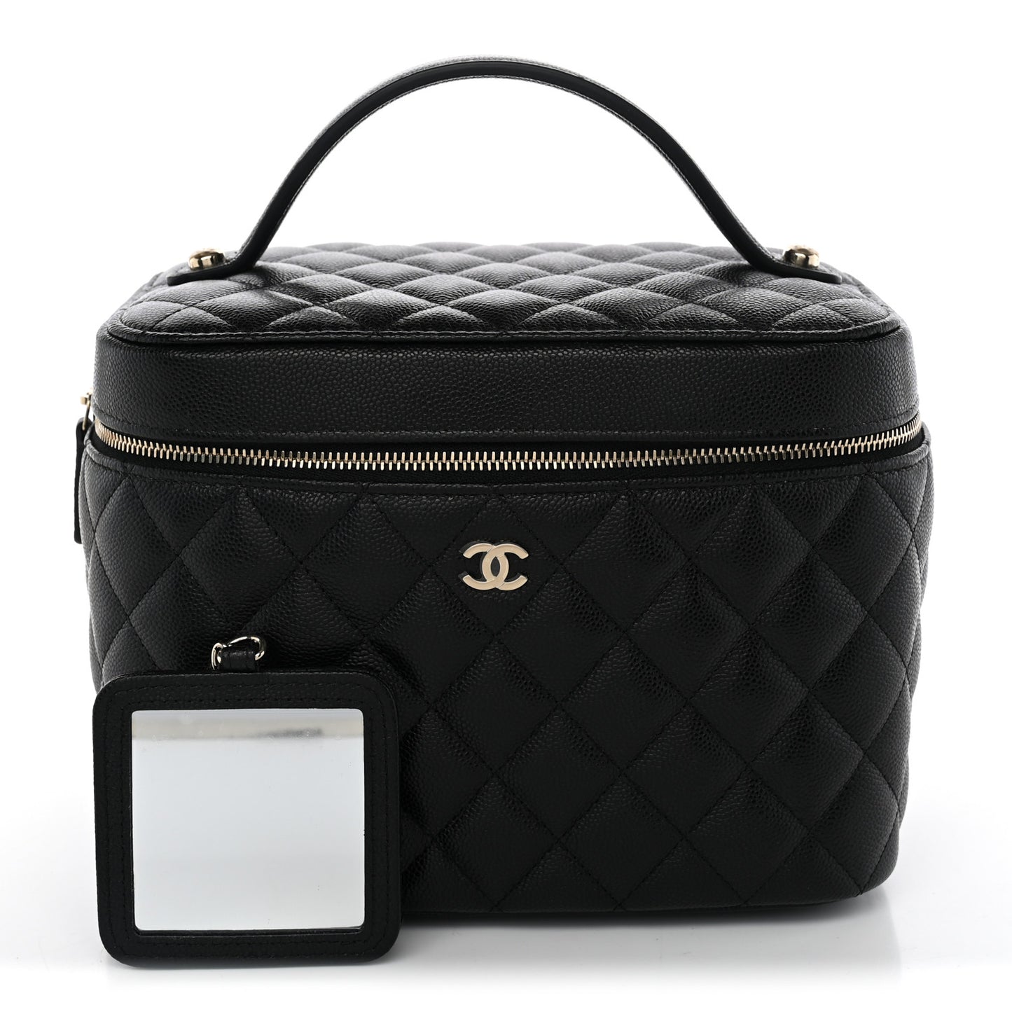 Caviar Quilted Large Vanity Pouch Black