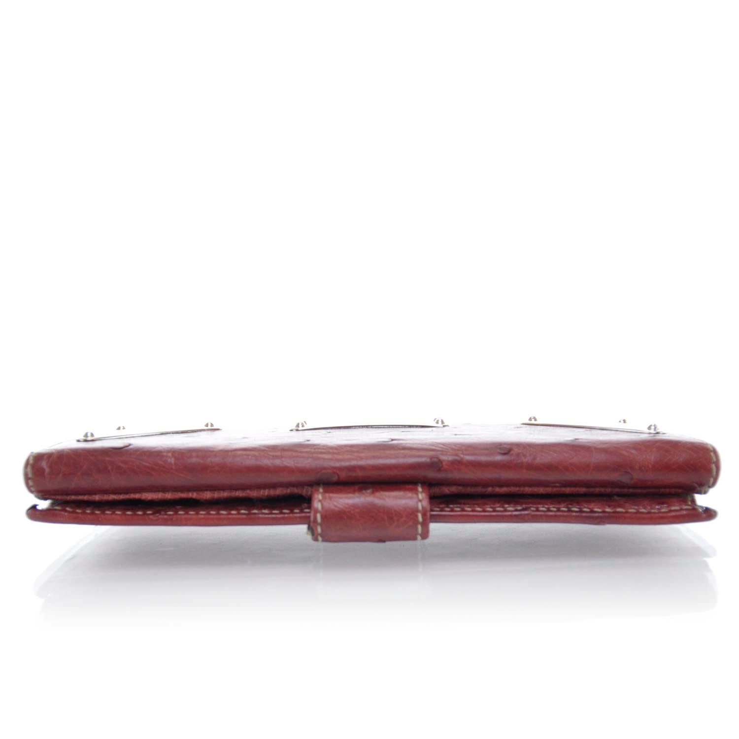 Gucci Ostrich Indy Continental Wallet Red 4 of 8
