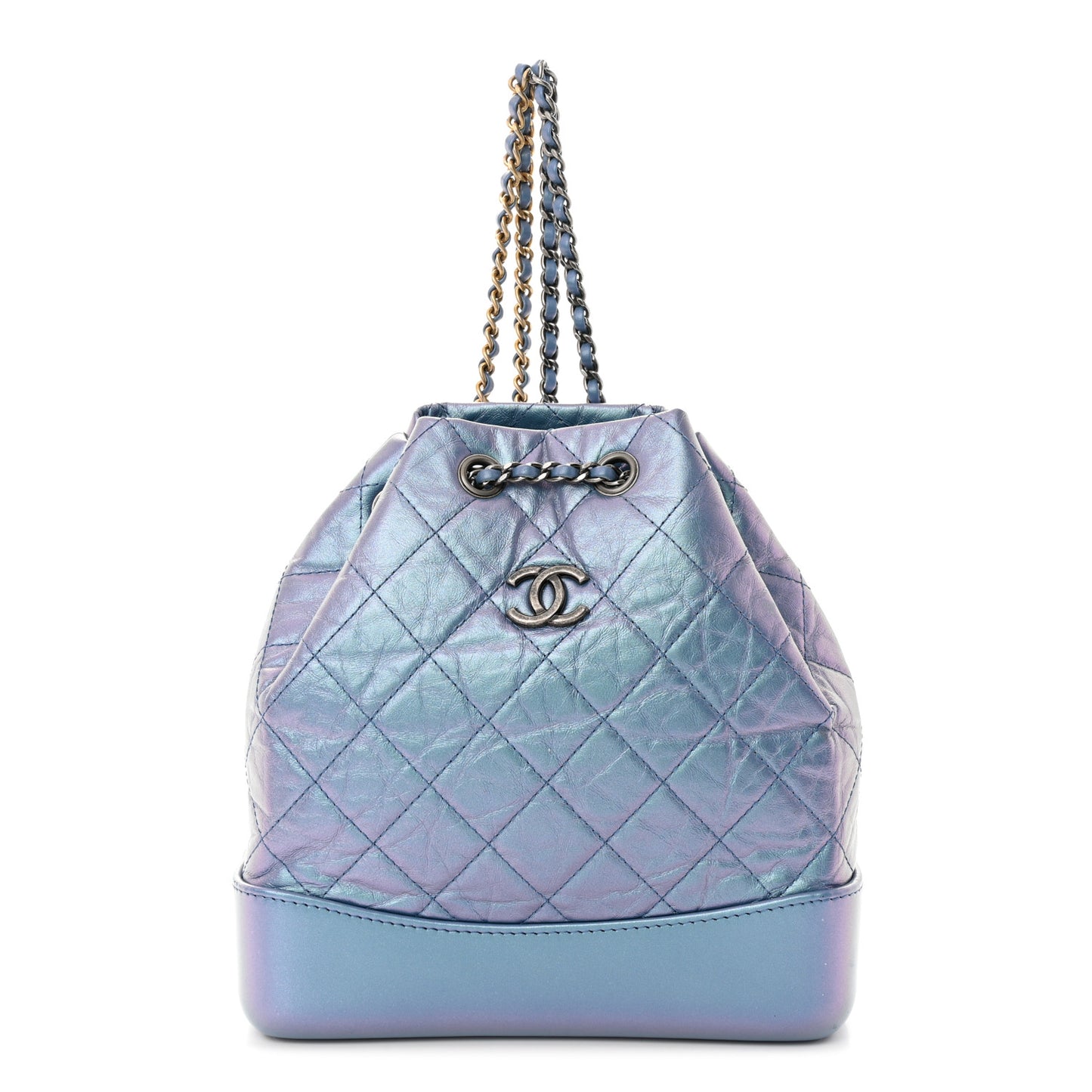 Iridescent Lambskin Calfskin Small Quilted Gabrielle Backpack Light Purple