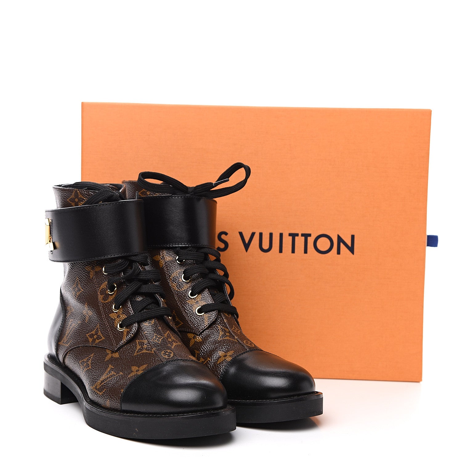 Louis Vuitton Calfskin Monogram Wonderland Flat Ranger Boots 38 Black 8 of 8