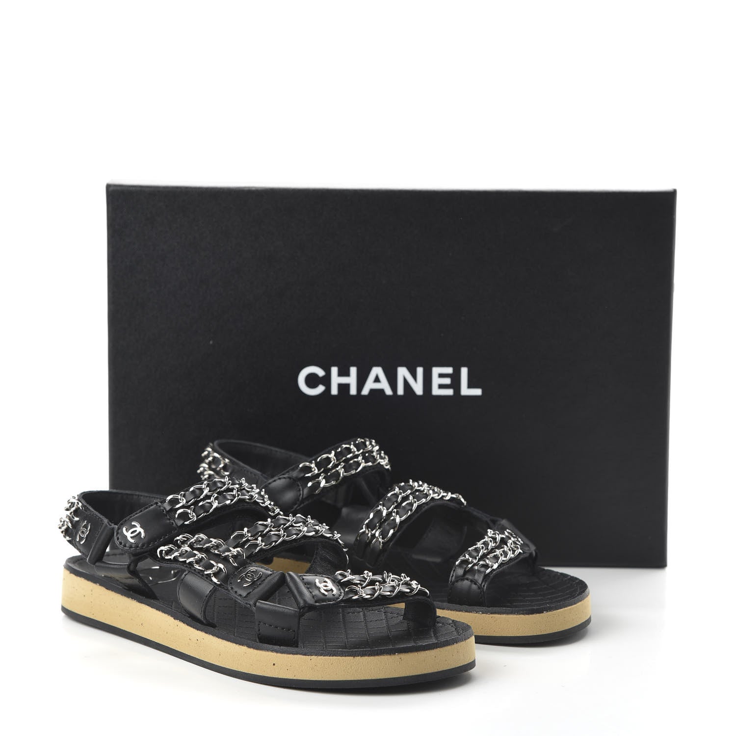 Chanel Lambskin Chain Sandals 35.5 Black 9 of 10