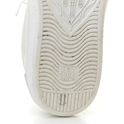 Gucci Calfskin Interlocking G Perforated Mens Ace High Top Sneakers 10 White Great White Grey Sky 8 of 15