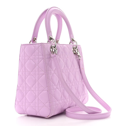 Christian Dior CHRISTIAN DIOR Lambskin Cannage Medium Lady Dior Purple 3 of 12
