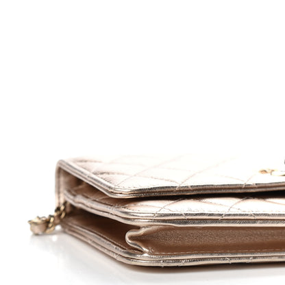 Chanel Metallic Lambskin Quilted Trendy CC Wallet On Chain WOC Gold 4 of 9