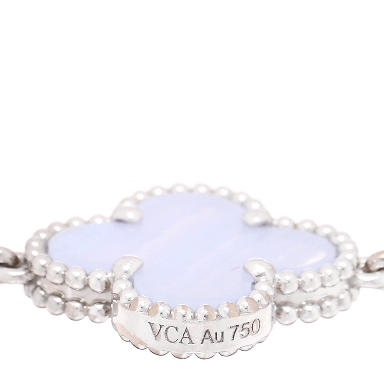 Van Cleef & Arpels 18K White Gold Chalcedony 5 Motifs Vintage Alhambra Bracelet 3 of 3